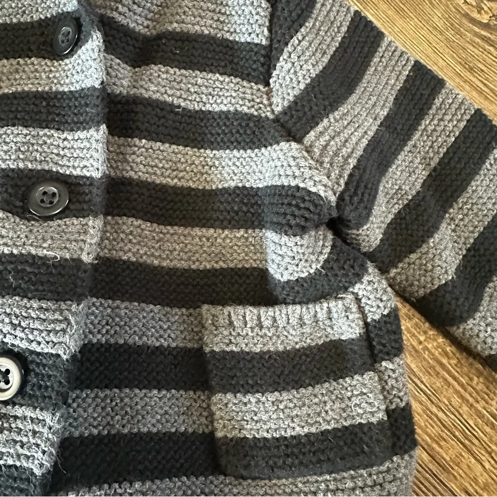 Disney baby GAP boys 3-6 mo hooded Mickey Mouse striped button up sweater